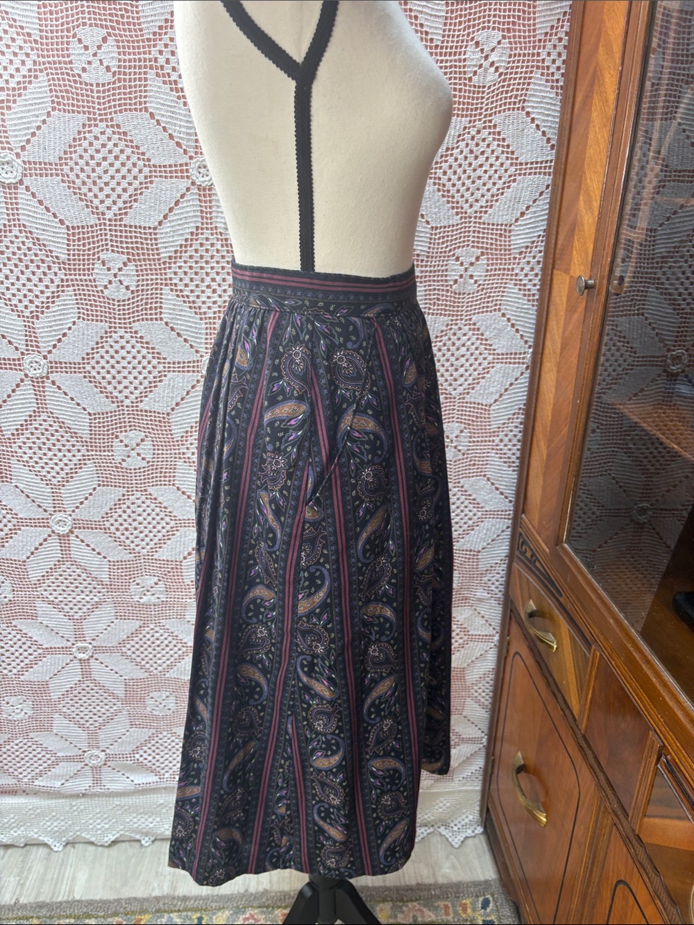 Vintage Paisley Pleated Midi Skirt Sz XS - Picture 14 of 14